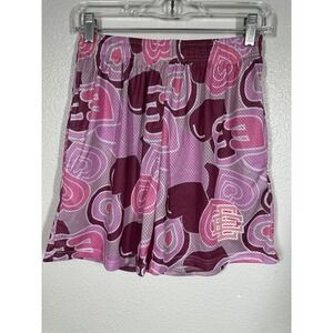 Eric Emanuel Shorts Mens Large Pink Burgundy Mesh Heart Print Basketball EE
